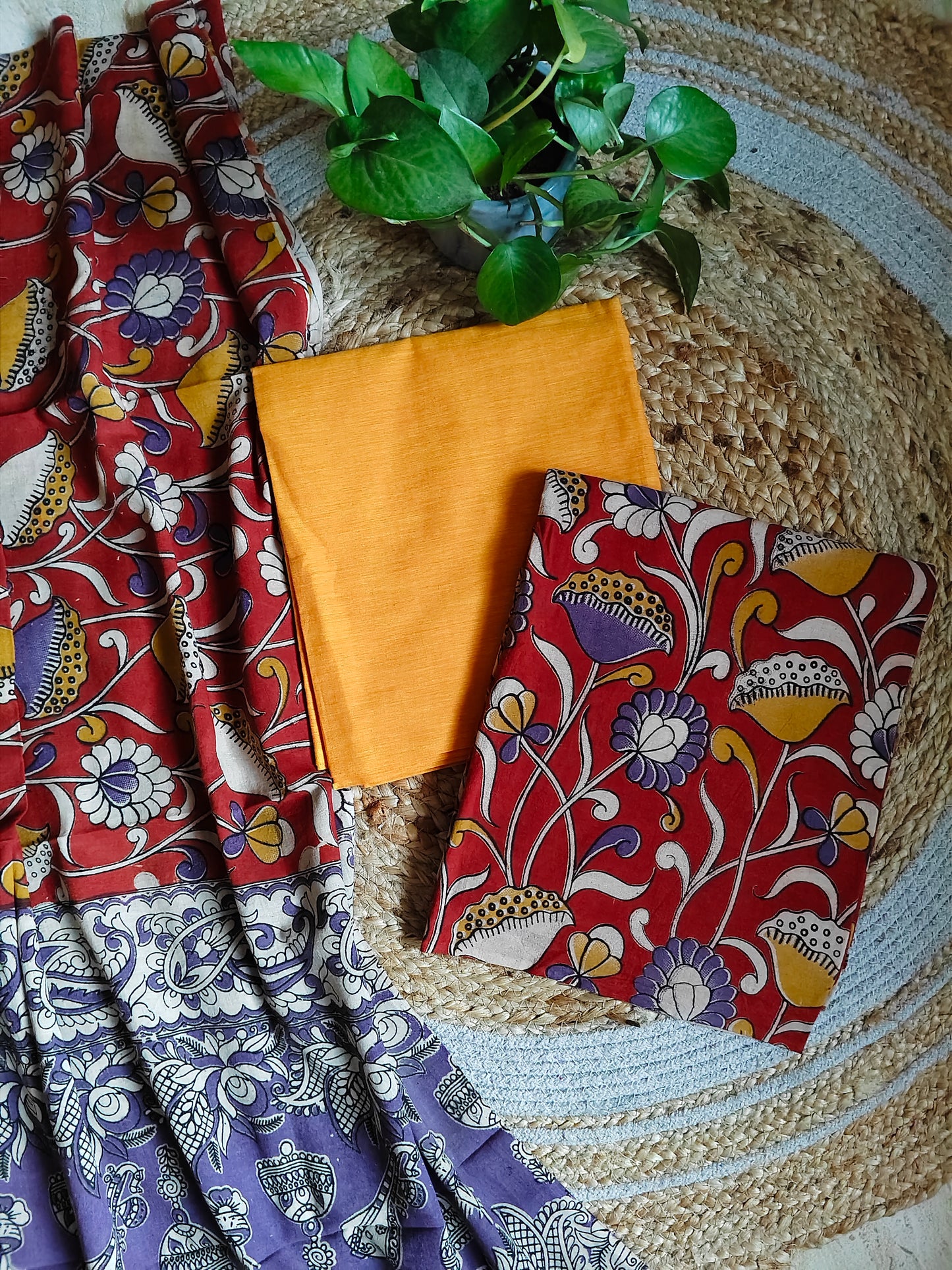 Unstitched Kalamkari Cotton Material