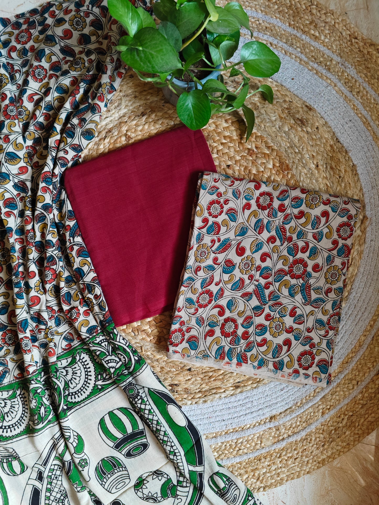 Unstitched Kalamkari cotton Material