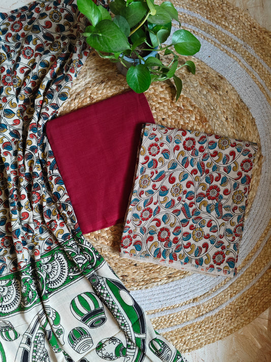 Unstitched Kalamkari cotton Material