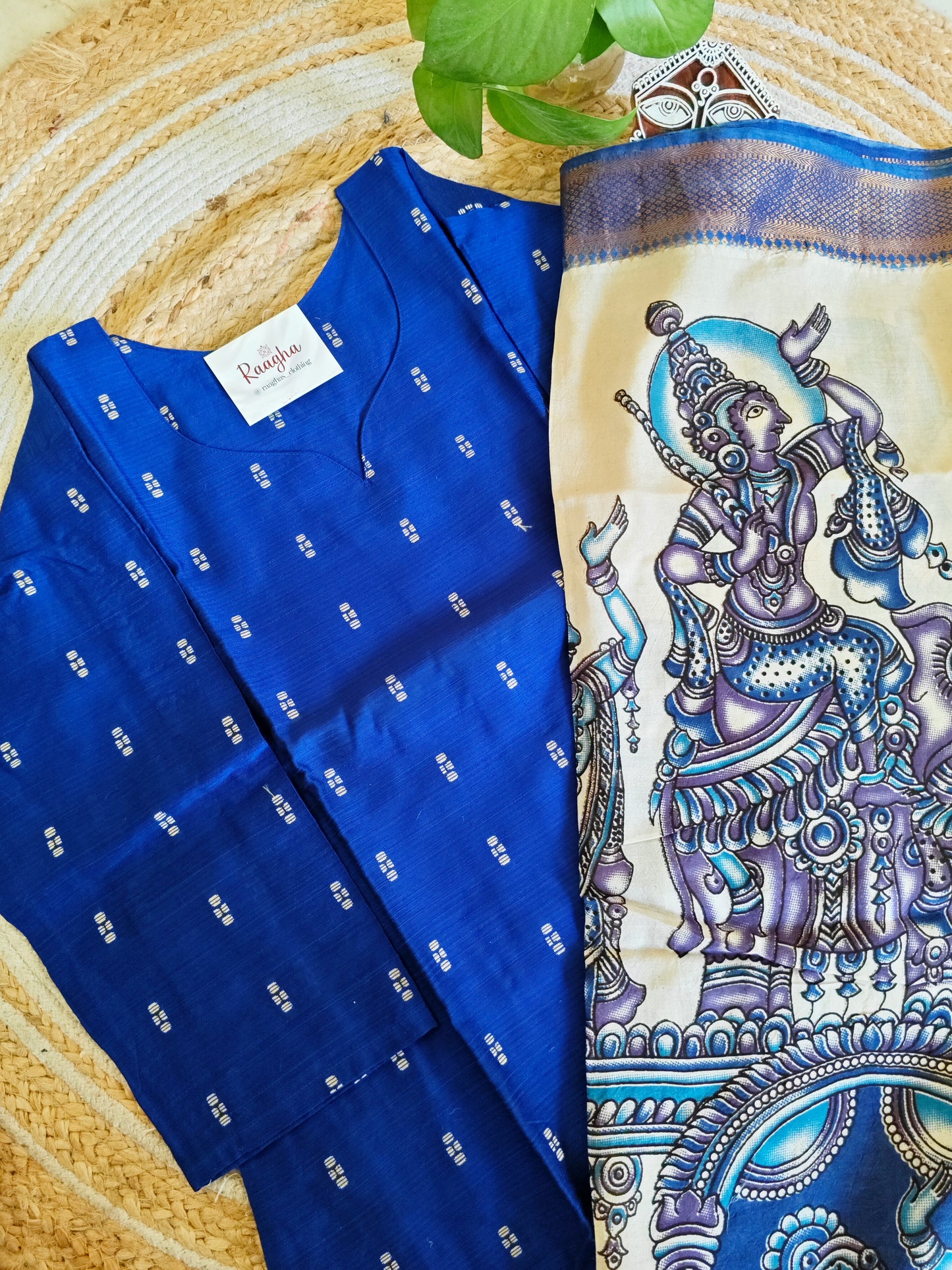 Premium Rawsilk Kurti with Kalamkari Dupatta